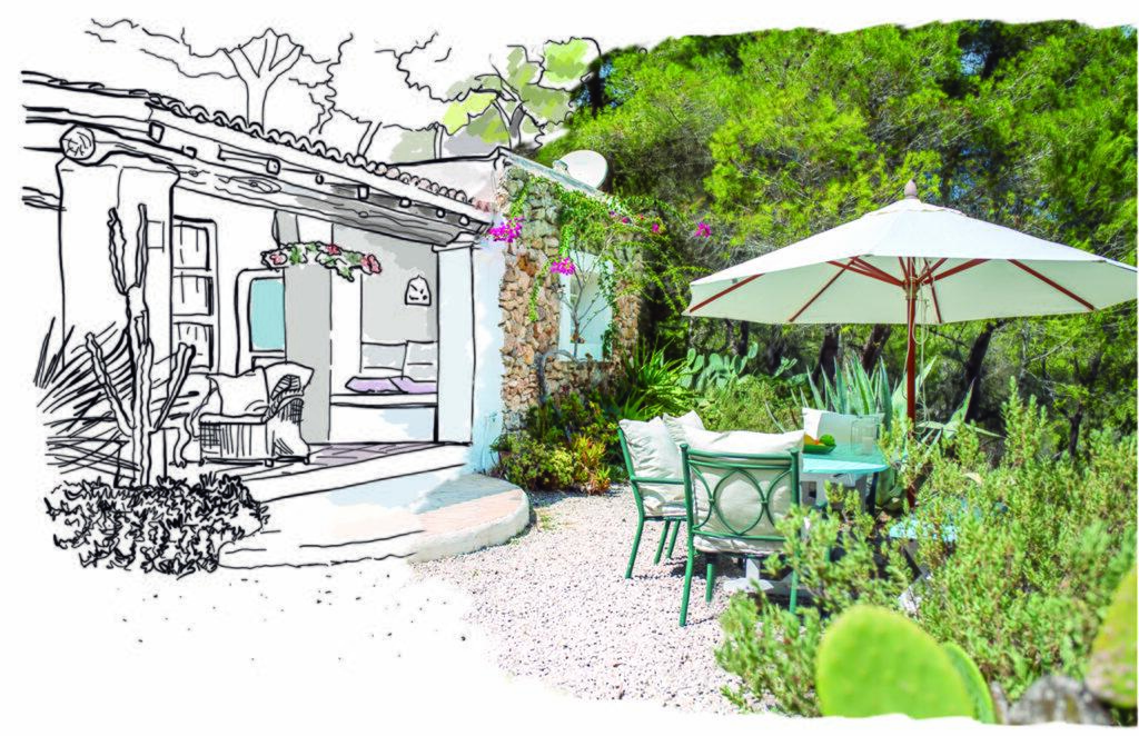 Maatschappelijk verantwoord ondernemen en gemeenschapsinitiatieven - Ondersteuning van lokale bedrijven : 'My Ibiza and Formentera' - Illustratie door Hjordis Fogelberg